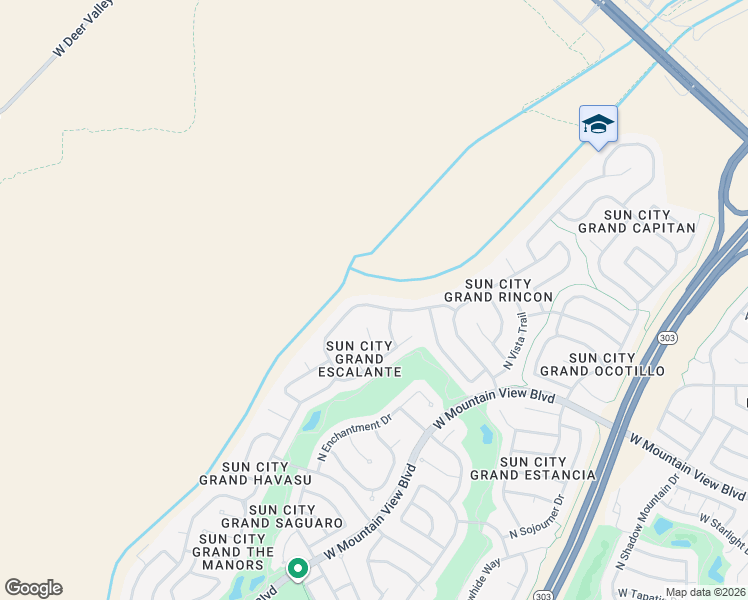 map of restaurants, bars, coffee shops, grocery stores, and more near 21018 North Circle Cliffs Drive in Surprise