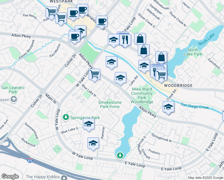 map of restaurants, bars, coffee shops, grocery stores, and more near 2 Grenache in Irvine