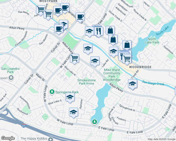 map of restaurants, bars, coffee shops, grocery stores, and more near 2 Grenache in Irvine