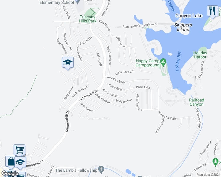 map of restaurants, bars, coffee shops, grocery stores, and more near 12 Plaza Avila in Lake Elsinore