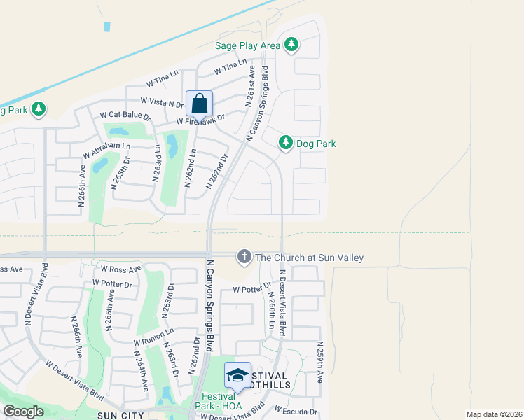 map of restaurants, bars, coffee shops, grocery stores, and more near 26029 West Quail Avenue in Buckeye