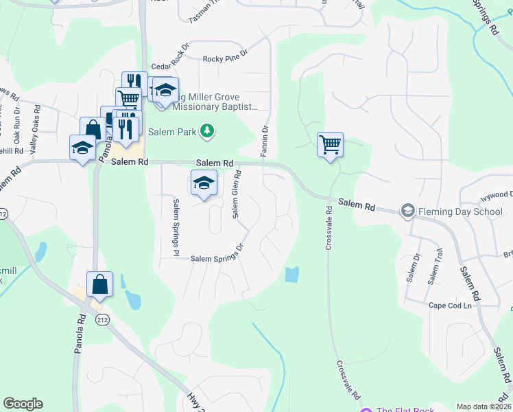 map of restaurants, bars, coffee shops, grocery stores, and more near 5438 Salem Springs Drive in Lithonia
