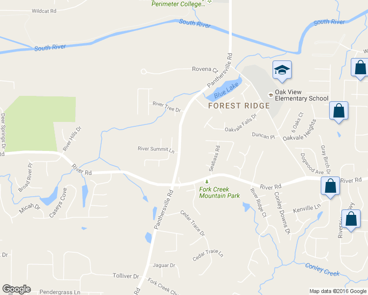 map of restaurants, bars, coffee shops, grocery stores, and more near 3666 Panthersville Road in Decatur