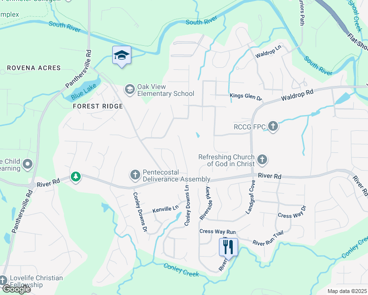 map of restaurants, bars, coffee shops, grocery stores, and more near 3634 Gray Birch Drive in Decatur
