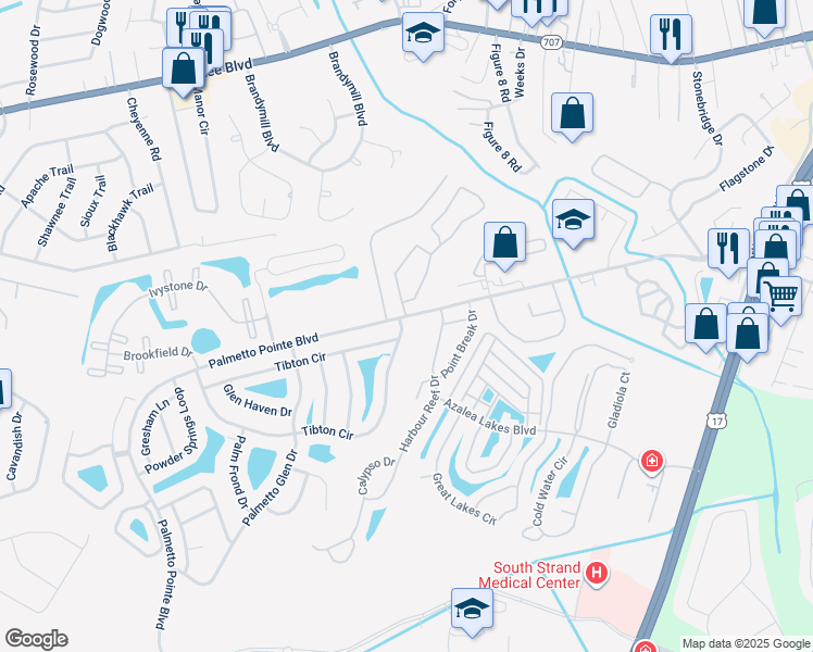 map of restaurants, bars, coffee shops, grocery stores, and more near 51 Tibton Circle in Myrtle Beach