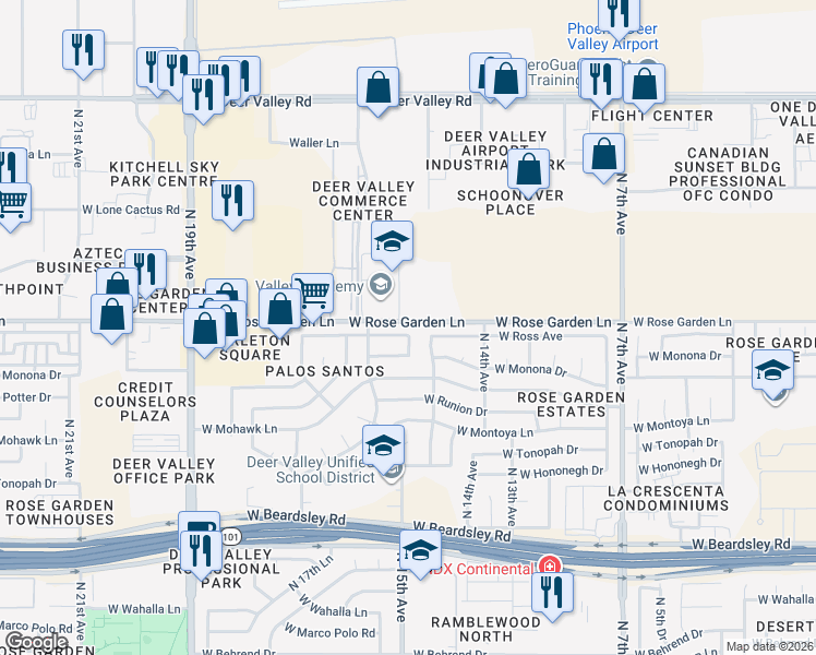map of restaurants, bars, coffee shops, grocery stores, and more near 1438 West Beaubien Drive in Phoenix