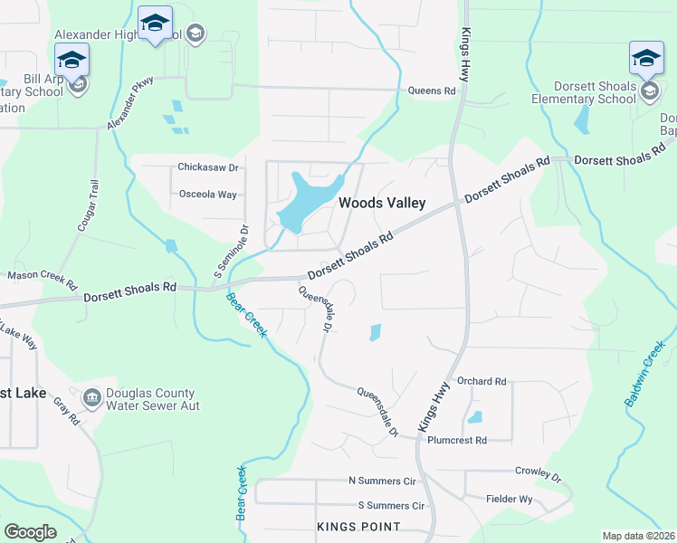 map of restaurants, bars, coffee shops, grocery stores, and more near 6304 Dorsett Shoals Road in Douglasville