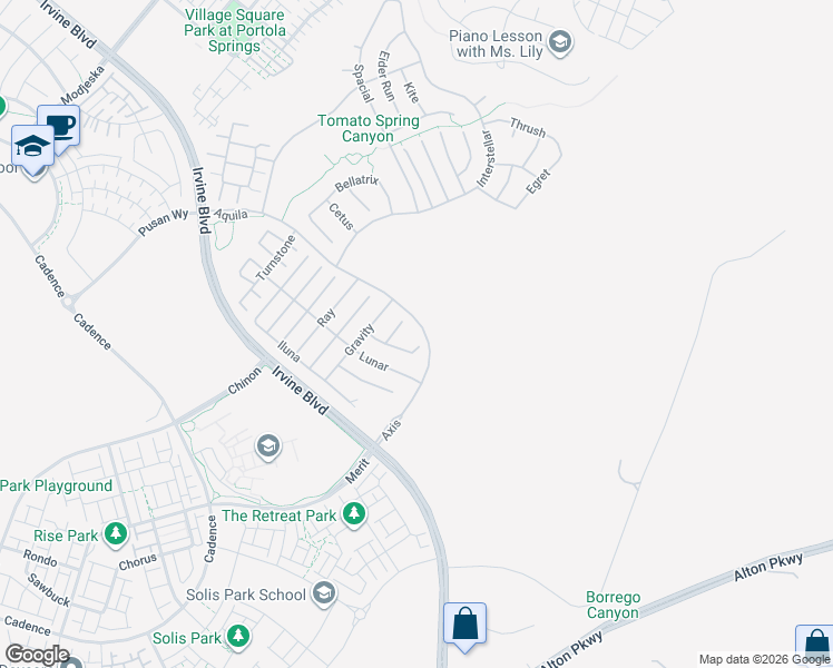 map of restaurants, bars, coffee shops, grocery stores, and more near 51 Hartman in Irvine