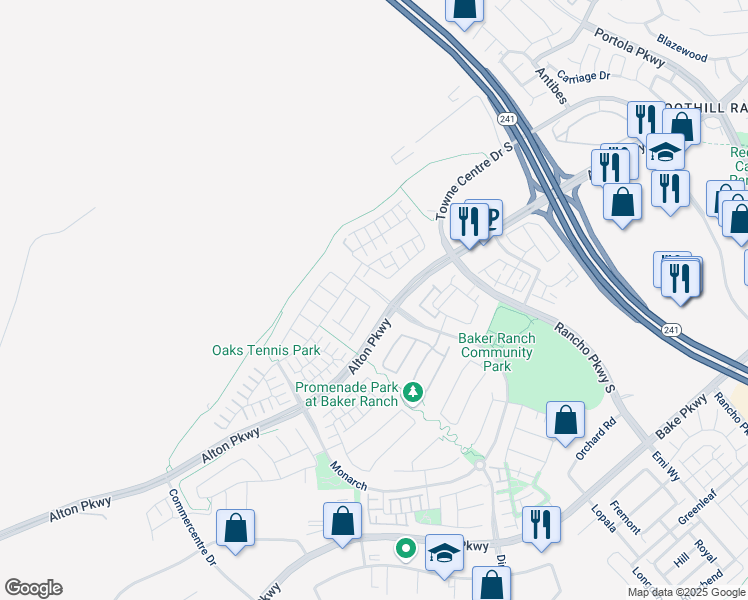 map of restaurants, bars, coffee shops, grocery stores, and more near 35 Umbria in Lake Forest