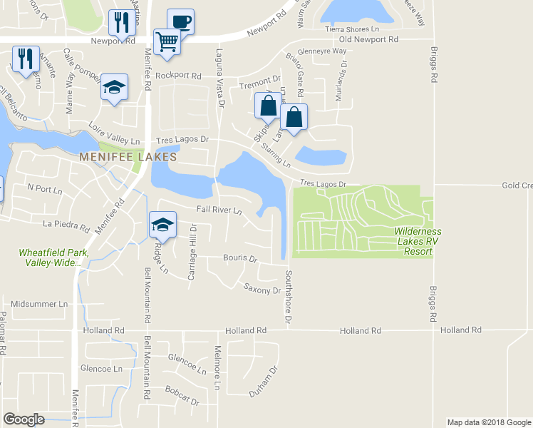 map of restaurants, bars, coffee shops, grocery stores, and more near 30577 Alston Lane in Menifee
