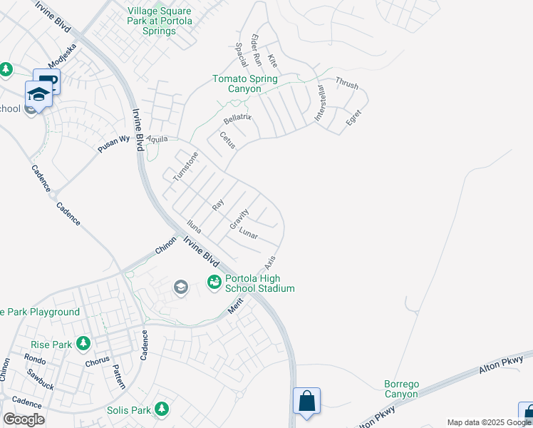 map of restaurants, bars, coffee shops, grocery stores, and more near 56 Shapely in Irvine