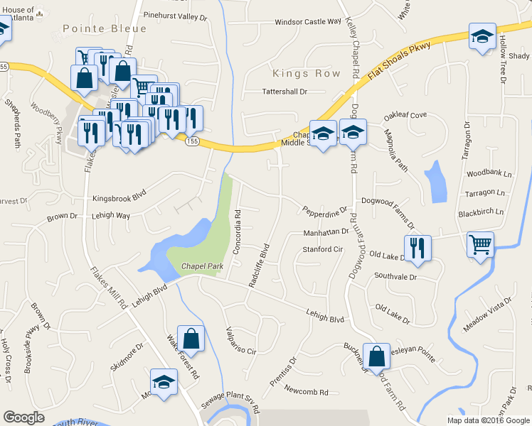 map of restaurants, bars, coffee shops, grocery stores, and more near 4119 Marquette Court in Decatur