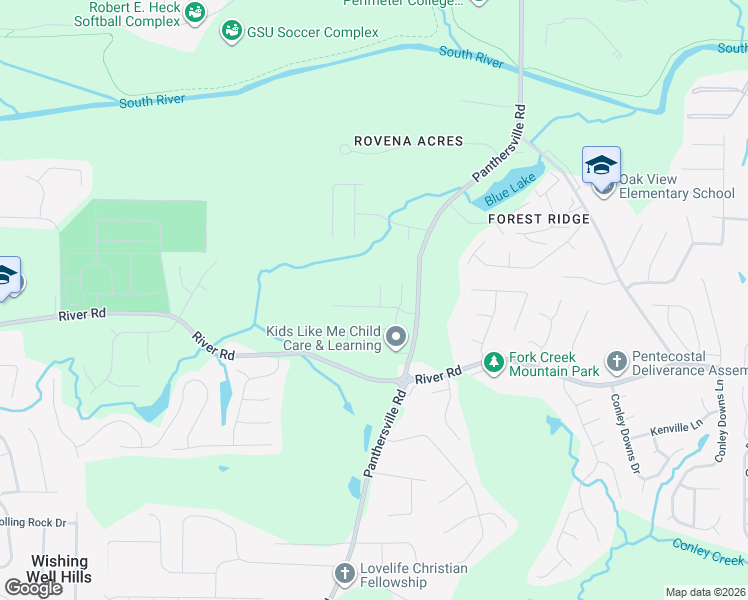 map of restaurants, bars, coffee shops, grocery stores, and more near 2704 River Summit Lane in Decatur