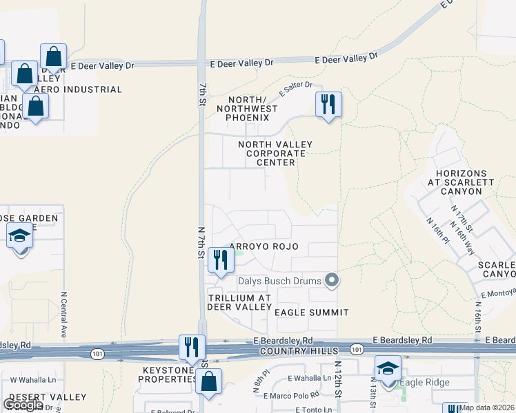 map of restaurants, bars, coffee shops, grocery stores, and more near 854 East Ross Avenue in Phoenix