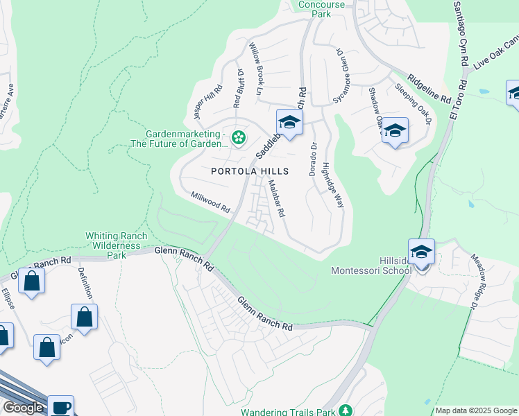 map of restaurants, bars, coffee shops, grocery stores, and more near 19564 Arezzo Street in Trabuco Canyon