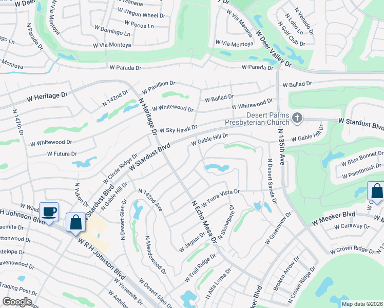 map of restaurants, bars, coffee shops, grocery stores, and more near 13823 West Casa Linda Drive in Sun City West