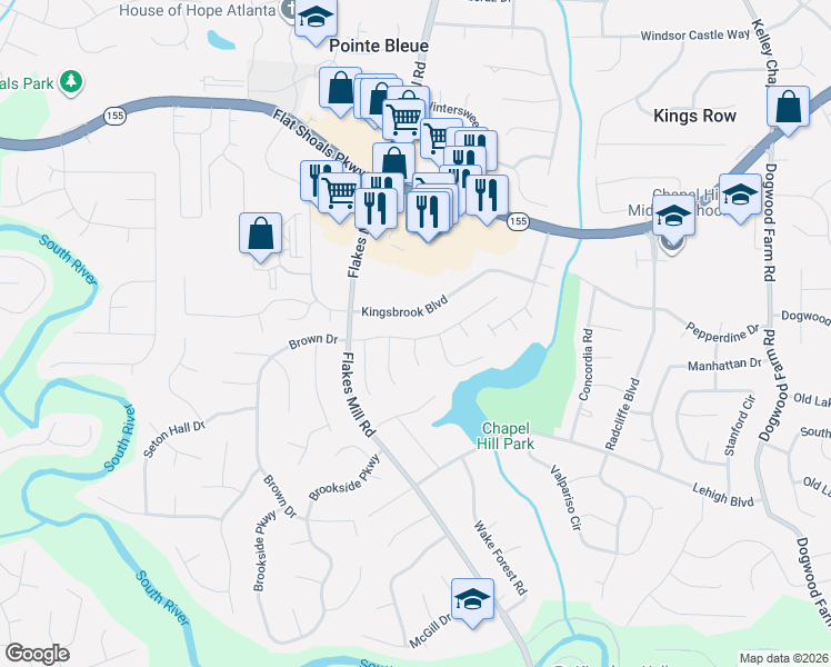 map of restaurants, bars, coffee shops, grocery stores, and more near 3549 Lehigh Way in Decatur