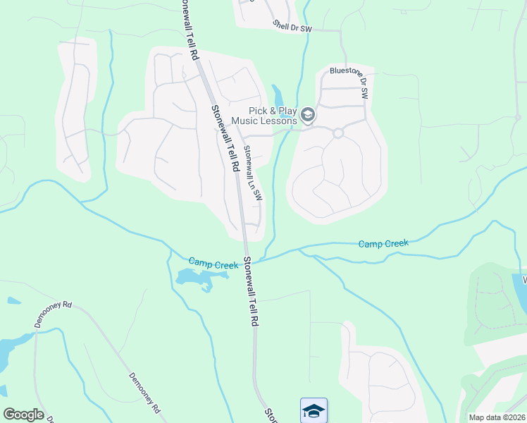 map of restaurants, bars, coffee shops, grocery stores, and more near 2876 Stonewall Lane Southwest in Atlanta