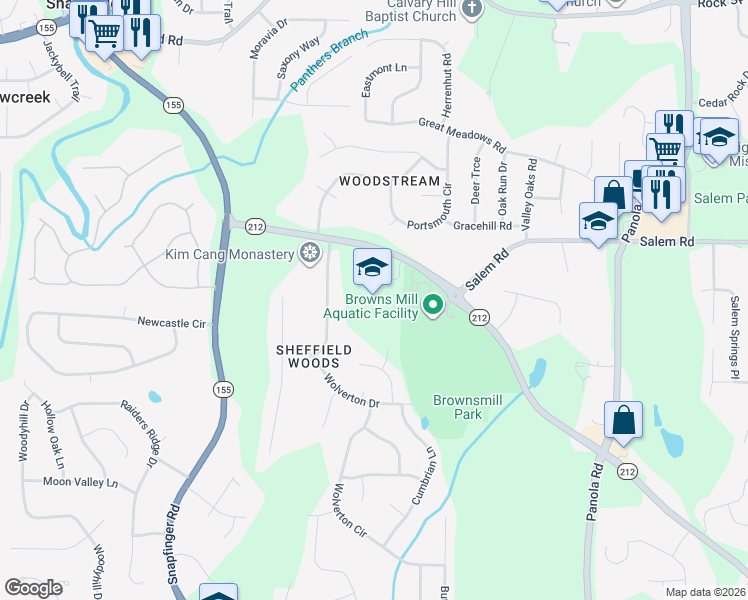 map of restaurants, bars, coffee shops, grocery stores, and more near 4863 Browns Mill Road in Lithonia