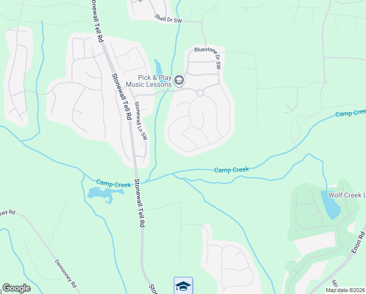 map of restaurants, bars, coffee shops, grocery stores, and more near 2901 Bluestone Drive Southwest in Atlanta