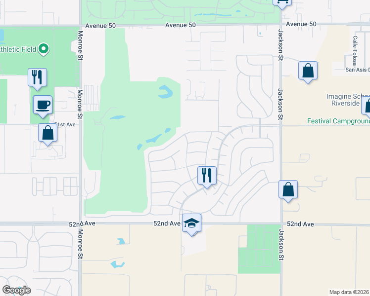 map of restaurants, bars, coffee shops, grocery stores, and more near 51245 Clubhouse Drive in Indio