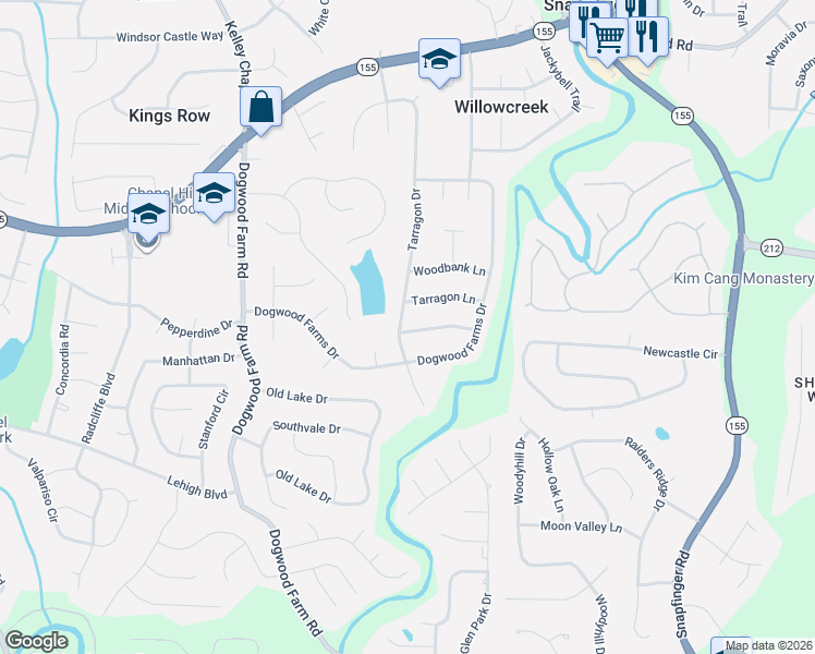 map of restaurants, bars, coffee shops, grocery stores, and more near 4406 Blackbirch Lane in Decatur