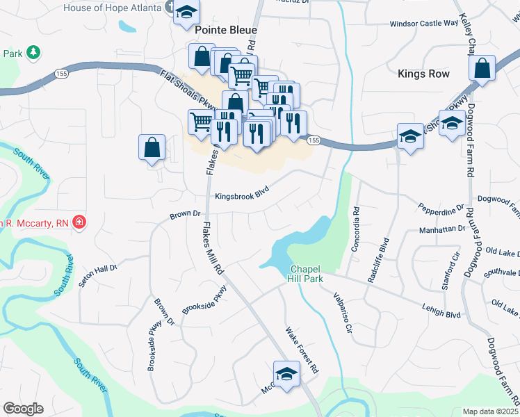 map of restaurants, bars, coffee shops, grocery stores, and more near 3523 Lehigh Way in Decatur
