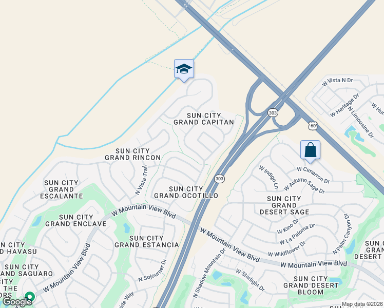 map of restaurants, bars, coffee shops, grocery stores, and more near 16341 West Badger Pass Lane in Surprise