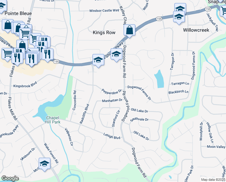 map of restaurants, bars, coffee shops, grocery stores, and more near 4228 Pepperdine Drive in Decatur