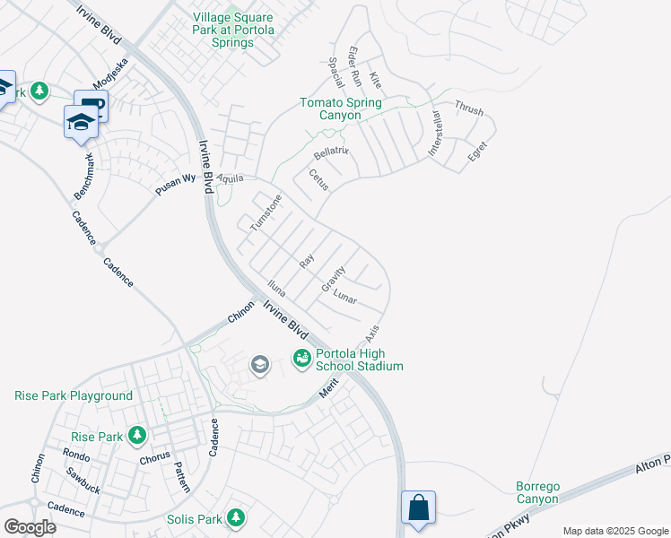 map of restaurants, bars, coffee shops, grocery stores, and more near 63 Gravity in Irvine