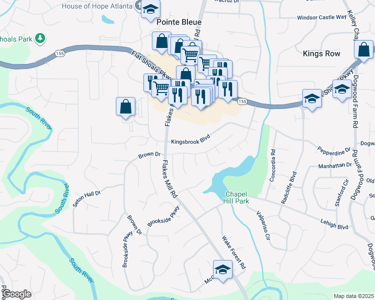 map of restaurants, bars, coffee shops, grocery stores, and more near 3549 Lehigh Way in Decatur