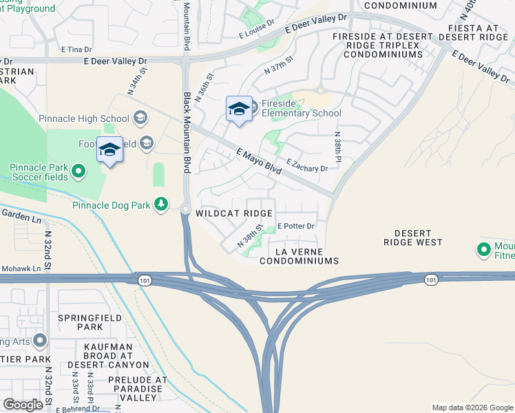 map of restaurants, bars, coffee shops, grocery stores, and more near 20914 North 38th Street in Phoenix