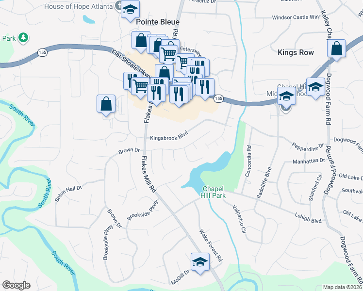 map of restaurants, bars, coffee shops, grocery stores, and more near 3519 Lehigh Way in Decatur