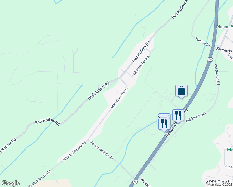 map of restaurants, bars, coffee shops, grocery stores, and more near 5824 Walnut Grove Road in Birmingham