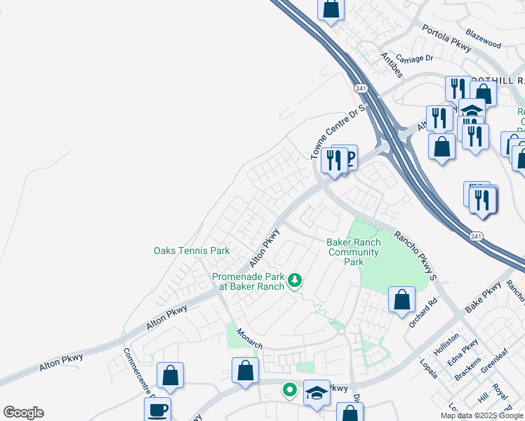 map of restaurants, bars, coffee shops, grocery stores, and more near 25 Umbria in Lake Forest