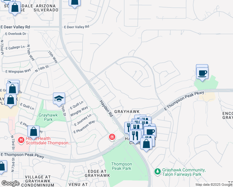 map of restaurants, bars, coffee shops, grocery stores, and more near 20937 North 79th Place in Scottsdale