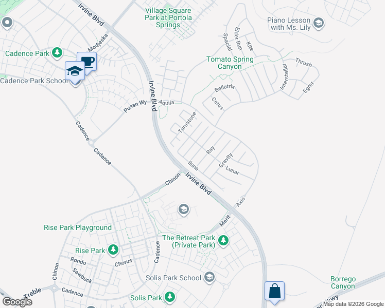 map of restaurants, bars, coffee shops, grocery stores, and more near 73 Cartwheel in Irvine