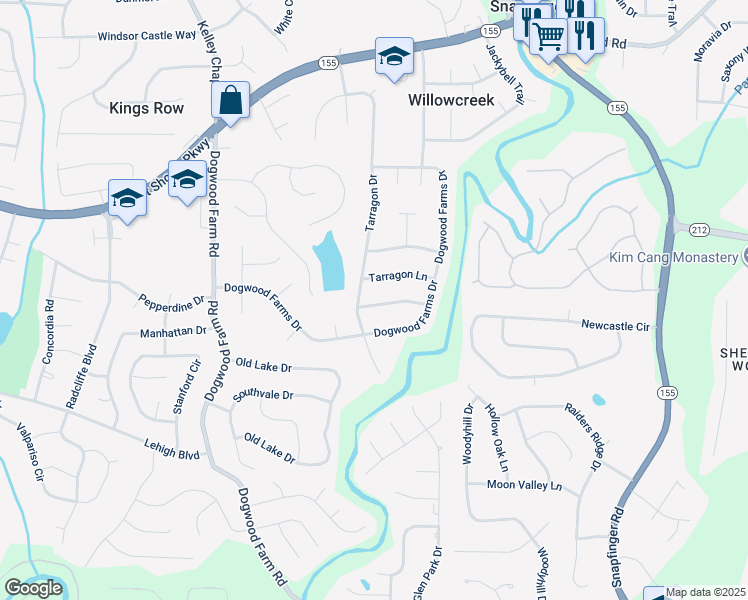 map of restaurants, bars, coffee shops, grocery stores, and more near 4414 Blackbirch Lane in Decatur