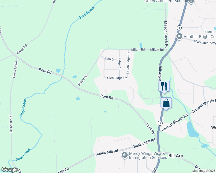 map of restaurants, bars, coffee shops, grocery stores, and more near 4760 Oak Grove Court in Douglas County