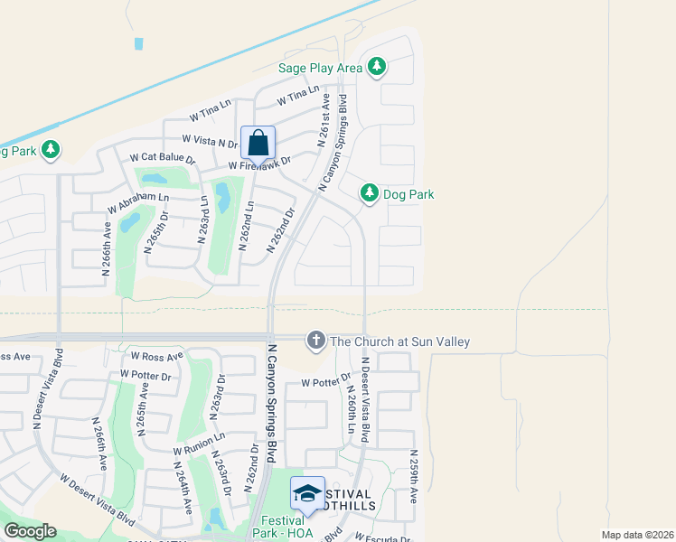 map of restaurants, bars, coffee shops, grocery stores, and more near 26029 West Quail Avenue in Buckeye