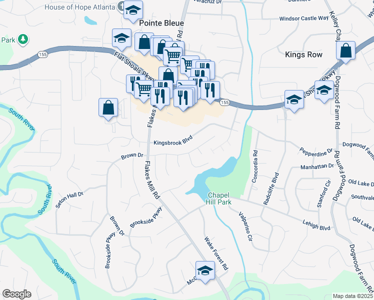 map of restaurants, bars, coffee shops, grocery stores, and more near 3519 Lehigh Way in Decatur
