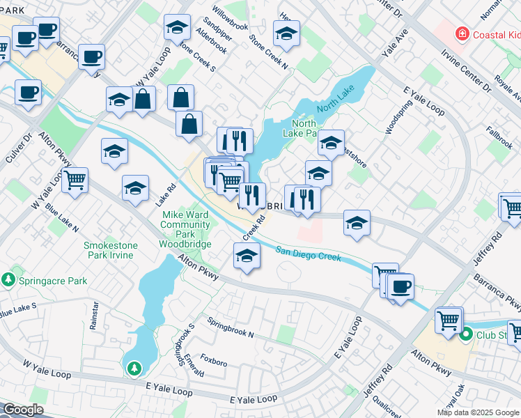 map of restaurants, bars, coffee shops, grocery stores, and more near 4800 Barranca Pkwy in Irvine