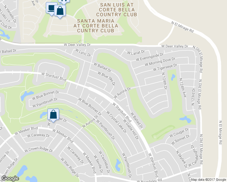 map of restaurants, bars, coffee shops, grocery stores, and more near 12910 West Blue Sky Drive in Sun City West