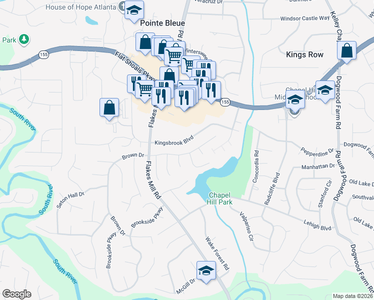 map of restaurants, bars, coffee shops, grocery stores, and more near 3519 Lehigh Way in Decatur