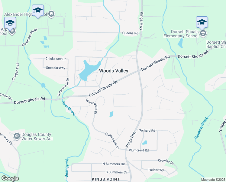 map of restaurants, bars, coffee shops, grocery stores, and more near 6216 Prince Court in Douglasville