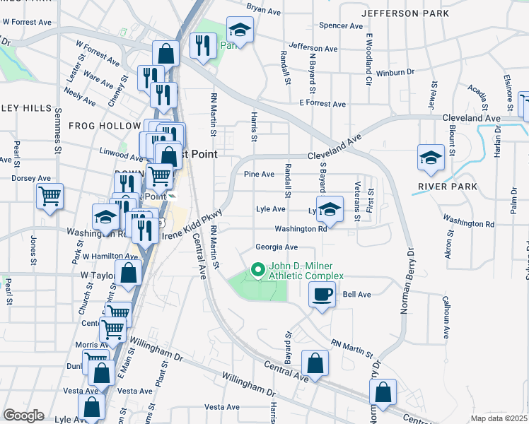 map of restaurants, bars, coffee shops, grocery stores, and more near 1408 Lyle Avenue in Atlanta