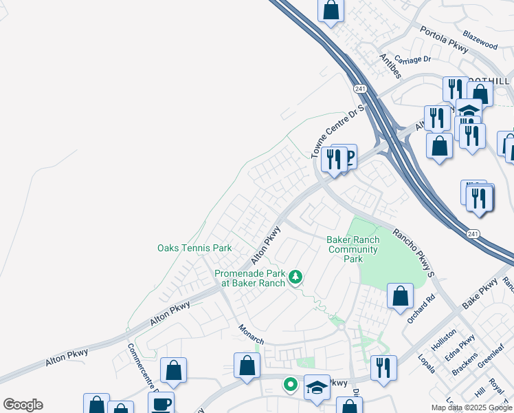 map of restaurants, bars, coffee shops, grocery stores, and more near 17 Umbria in Lake Forest