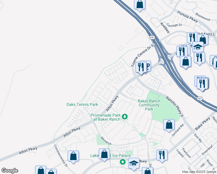 map of restaurants, bars, coffee shops, grocery stores, and more near 17 Umbria in Lake Forest