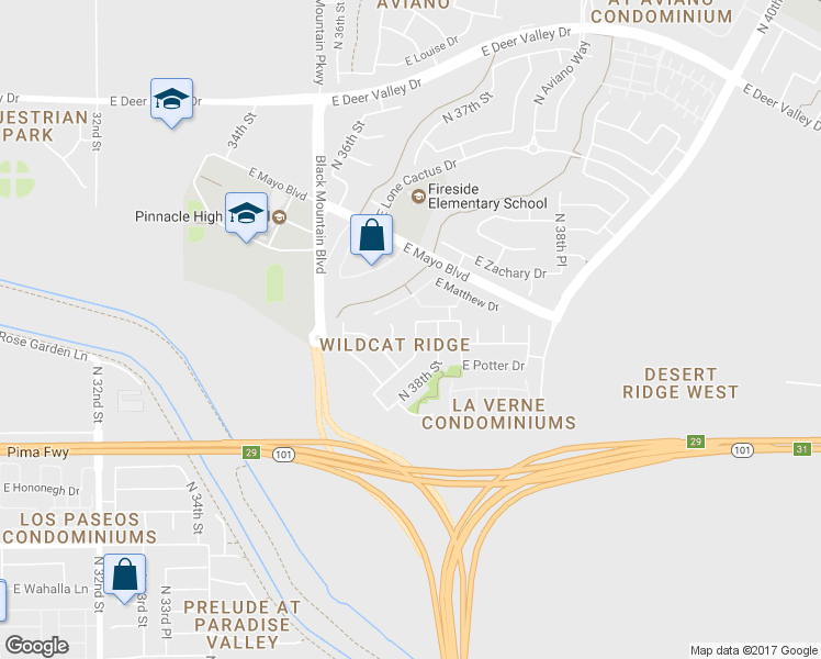 map of restaurants, bars, coffee shops, grocery stores, and more near 20938 North 37th Way in Phoenix