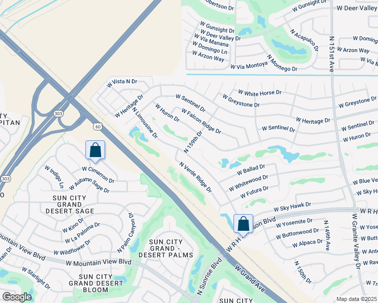 map of restaurants, bars, coffee shops, grocery stores, and more near 21321 North Limousine Drive in Sun City West